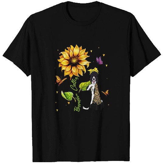 Womens Sunflower Border Collie Mom Dog Lover T-Shirts