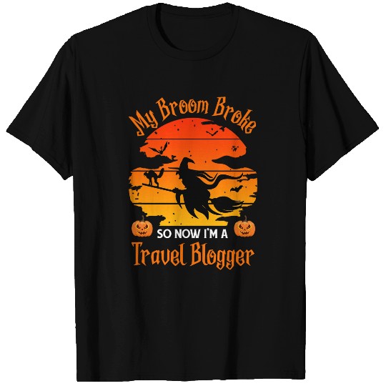 My Broom Broke Travel Blogger Witch Halloween T-Shirts