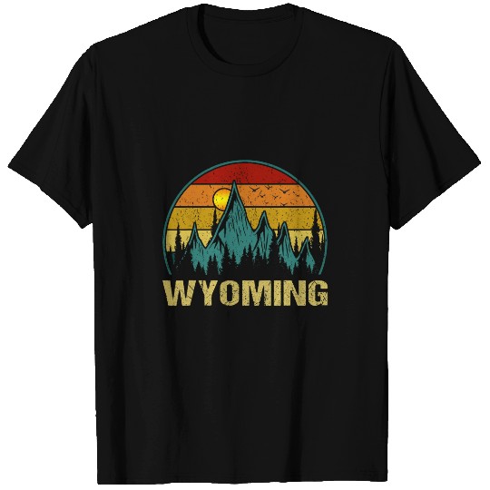 vintages Wyoming Mountains Nature Hiking Retro 80s Style T-Shirts