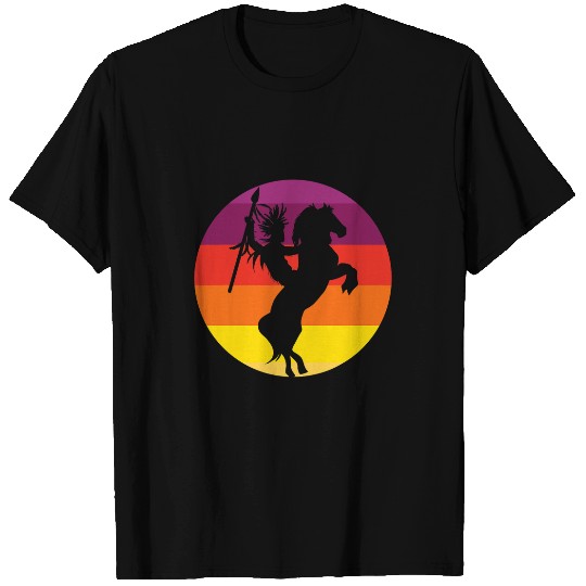 Retro Indigenous Horse Riding Indian Native American T-Shirts