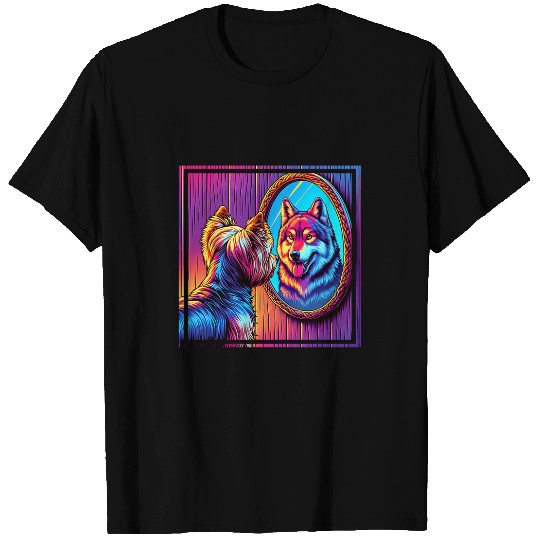 Yorkie wolfs In The Mirror Funny Yorkshire Terrier T-Shirts