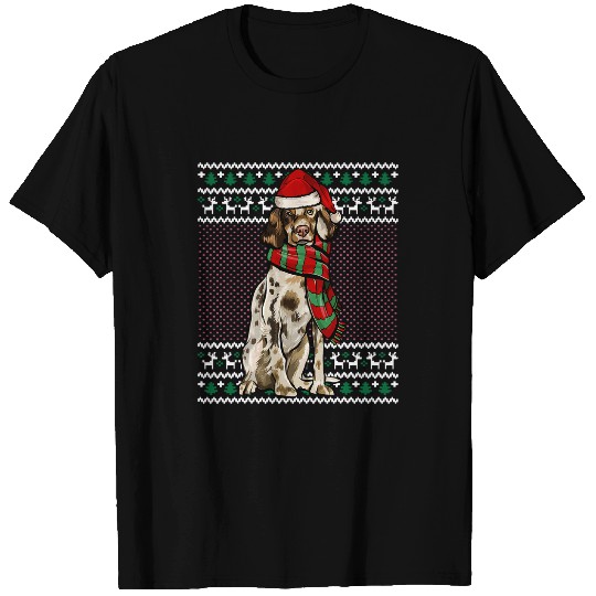 xmass English Setter Dog Santa Hat Ugly Christmas T-Shirts