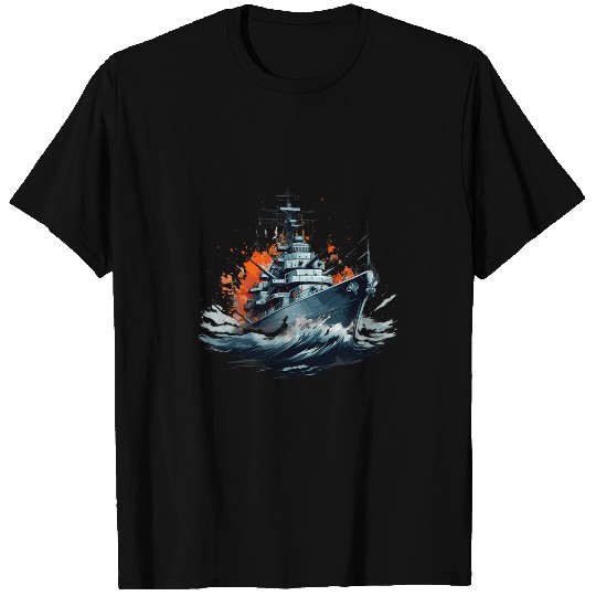 Modern Naval Battleship Inspiration Graphic Design Art Cool T-Shirts