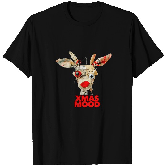 xmass MOOD Fiber Art Christmas Reindeer Patched Fabric vibes 1 T-Shirts