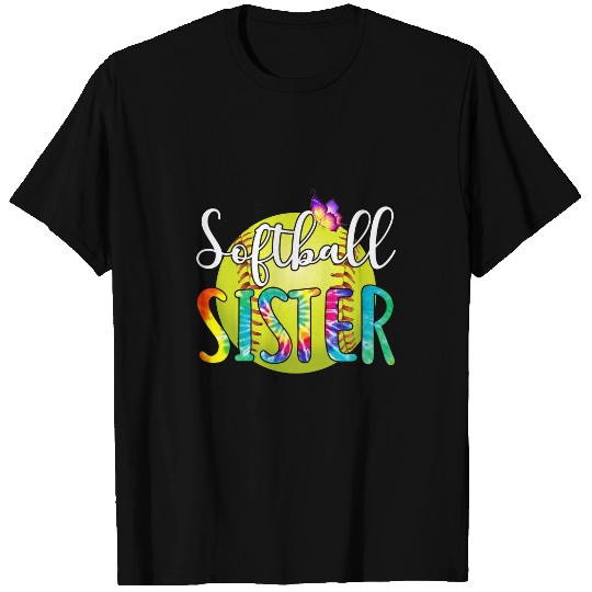 women softball sister love baseball tie dye mom T-Shirts