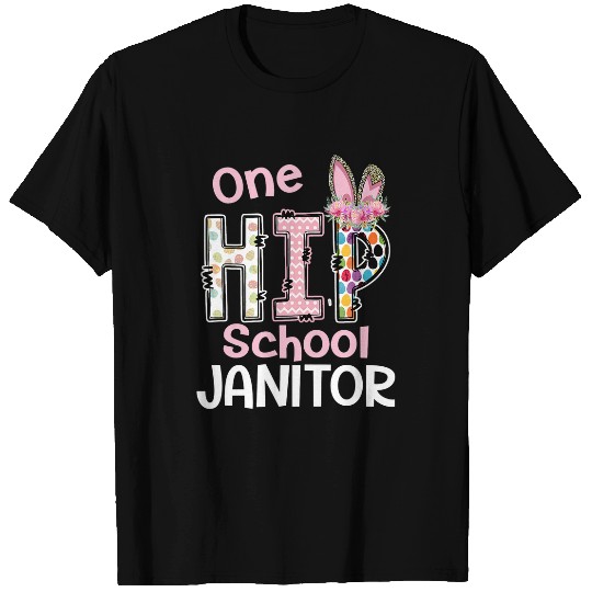 One Hip School Janitor Bunny Leopard School Easter T-Shirts