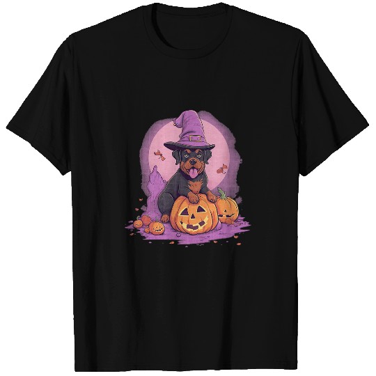 Pumpkin Rottweiler Dog October Fall Autumn Halloween Graphic T-Shirts