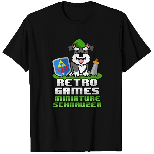 Retro Games Miniature Schnauzer Miniature Schnauzer for Gamers T-Shirts