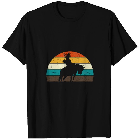 Retro Indigenous Horse Rider Indian Native American T-Shirts