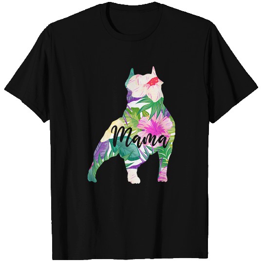 Womens Staffordshire Bull Terrier Mama Mom Flowers Mothers Day T-Shirts