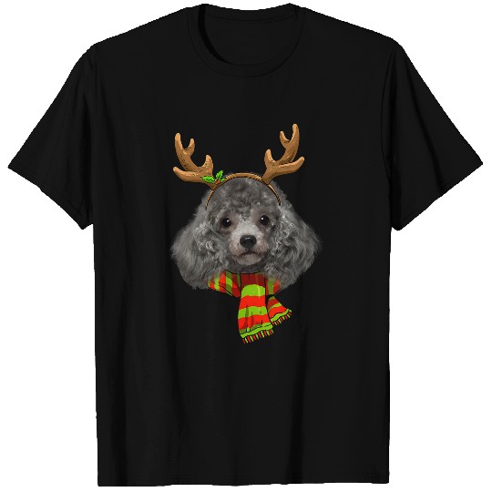 Miniature Poodle Dog xmass Reindeer Christmas Lights Pajama T-Shirts
