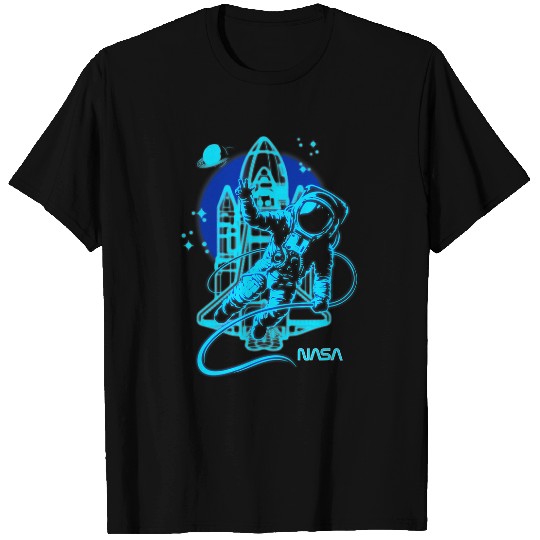NASA vintages Retro Neon Glow Astronaut Space Walk Poster T-Shirts