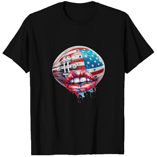 Patriotic Football 4th of July USA American Flag 1 T-Shirts