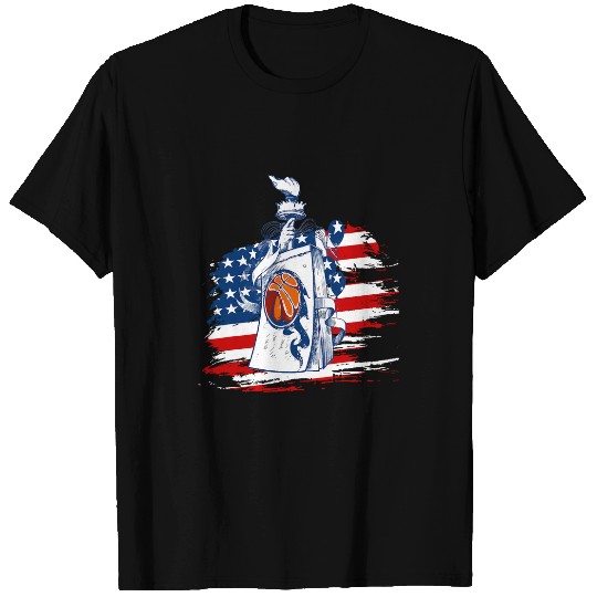 Patriotic Basketball 4th Of July Men USA American Flag T-Shirts