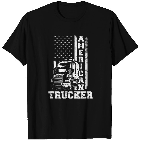 American Trucker American Flag US Patriotic Big Rig Haul T-Shirts