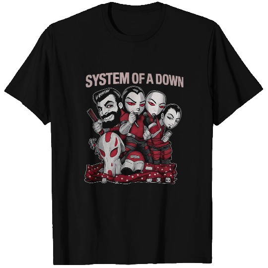 SYSTEM OF DOWN T Shirt Cartoon Chibi Band Members Graphic Tee Metal