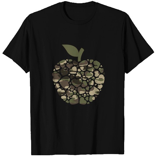 Apple Hearts Teacher Camouflage Clothing School Camo Apple T-Shirts
