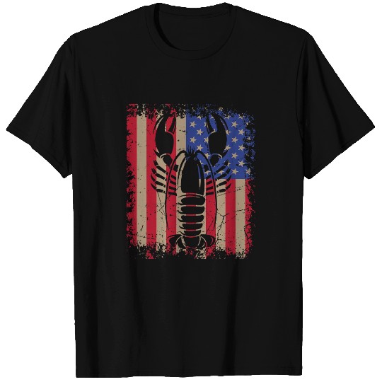 Lobster Seafood Lover Cooking Chef USA American Flag Vintage T-Shirts