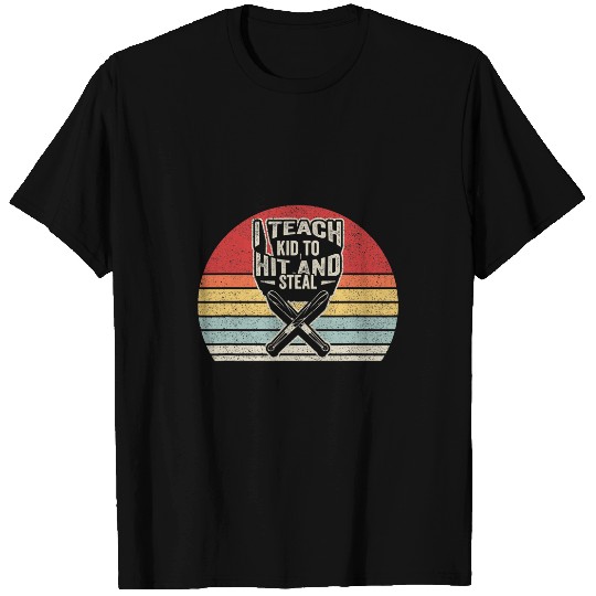 Retro I Teach Kids To Hit And Steal Baseball Coachs Dad Mom T-Shirts