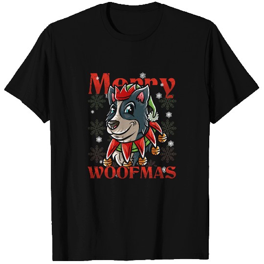 Merry Woofmas Border Collie Elf Dog Christmas Dogs Elves T-Shirts