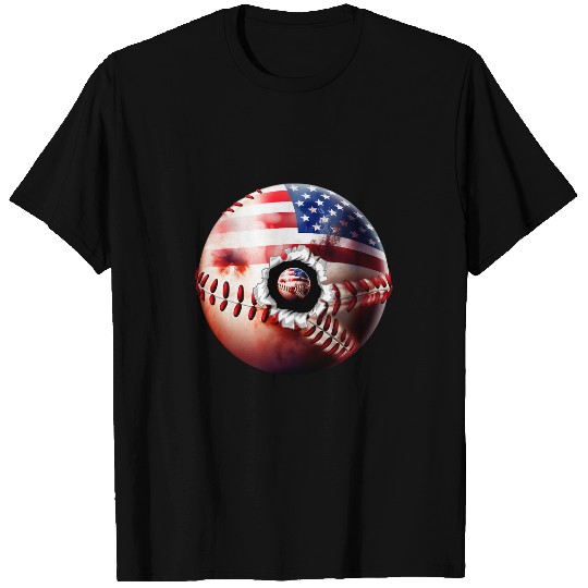 Patriotic Baseball 4th Of July Merica USA American Flag 4 T-Shirts