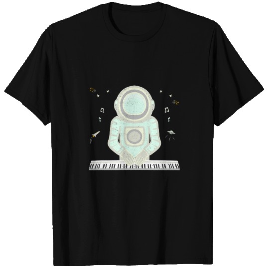 Musical Astronaut Playing The Keyboard Outer Space Graphic T-Shirts