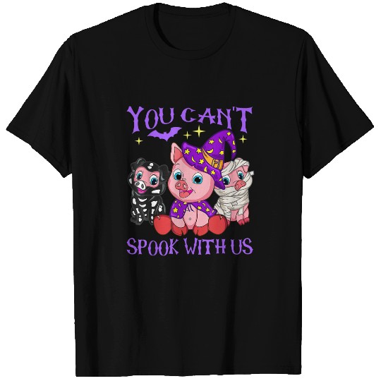 You Cant Spook With Us Funny Magician Mummy 2Skeletons Pigs T-Shirts