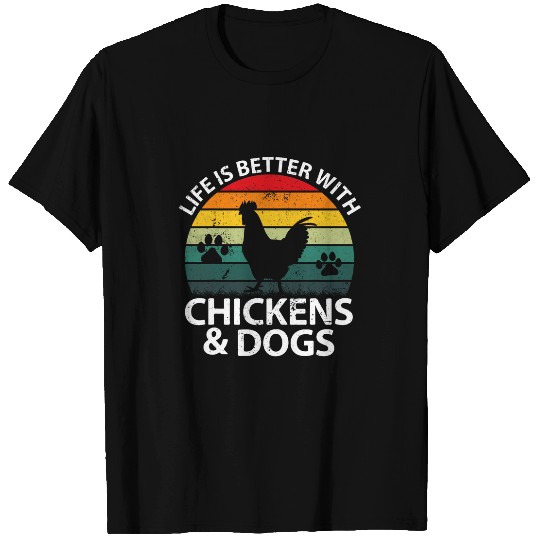 Life Is Better With Chickens 2Dogs Women Girls Farmer T-Shirts