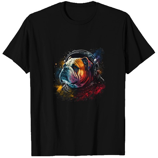 Outer Space Bulldog on Galaxy Astronaut Bulldog T-Shirts