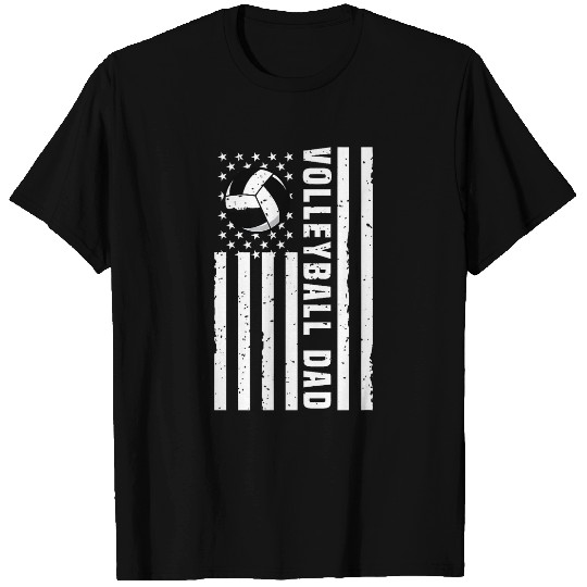 Volleyball Dad Coachs Retro American Flag Gift For A Dad T-Shirts