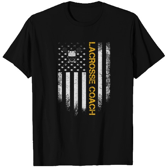 vintages USA American Flag Proud Lacrosse Coachs Silhouette T-Shirts