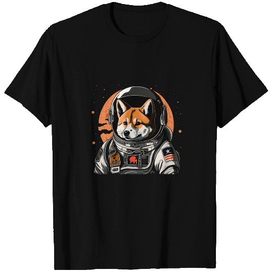 Outer Space Akita Inu on Galaxy Astronaut Akita Inu T-Shirts