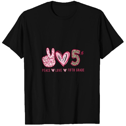 Peace Love 5th Grade Squad Leopard Student Back To School T-Shirts