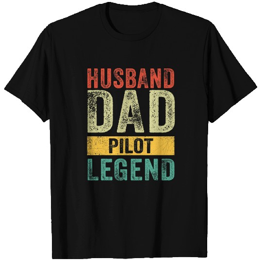 Mens Husband Dad Pilot Legend Funny Fathers Day T-Shirts