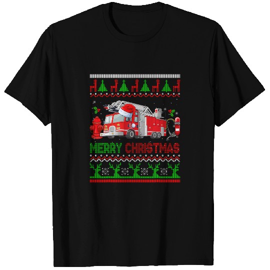 Merry Christmas Costume Santa Firefighter Tools Proud Job T-Shirts
