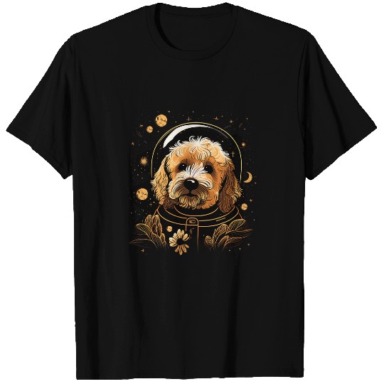Outer Space Goldendoodle on Galaxy Astronaut Golden Doodle T-Shirts