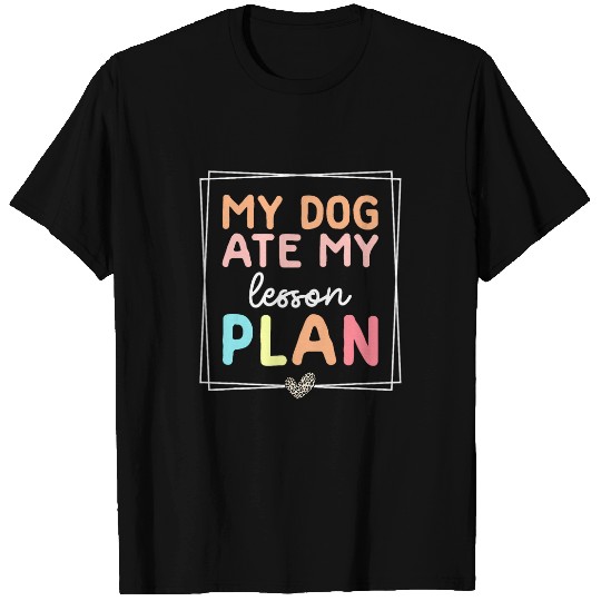 My Dog Ate My Lesson Plan Leopard Retro Dog Funny Teacher T-Shirts