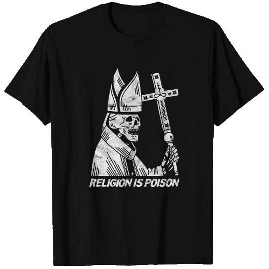 Religion Is Poison Pope Gothic Horror Satan Edgy T-Shirts