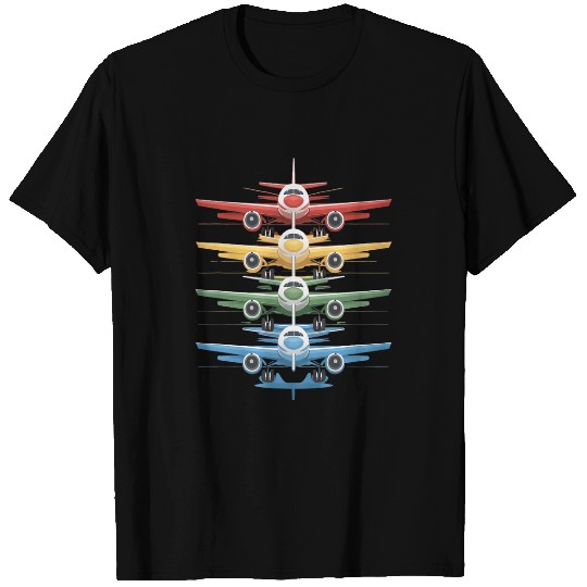 Aviation Airplane Flying Airline Colorful Enthusiast Pilot T-Shirts
