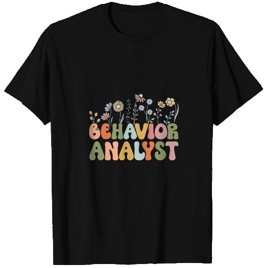 Retro Behavior Analyst Wildflower Groovy Daisy ABA Therapist T-Shirts