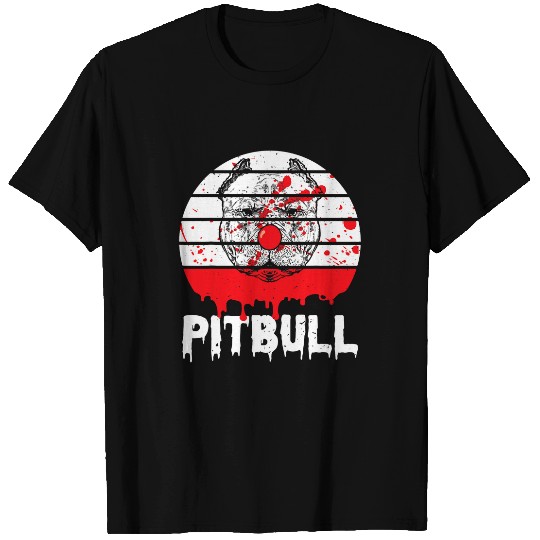 Pitbull Clown Spooky Pitbull Halloween Scary Clown Dog T-Shirts