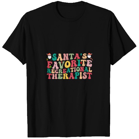 Retro Groovy Style Recreational Therapist Matching Christmas T-Shirts