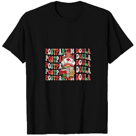 Groovy Postpartum Doula Christmas Gnome Doula Birth Worker T-Shirts
