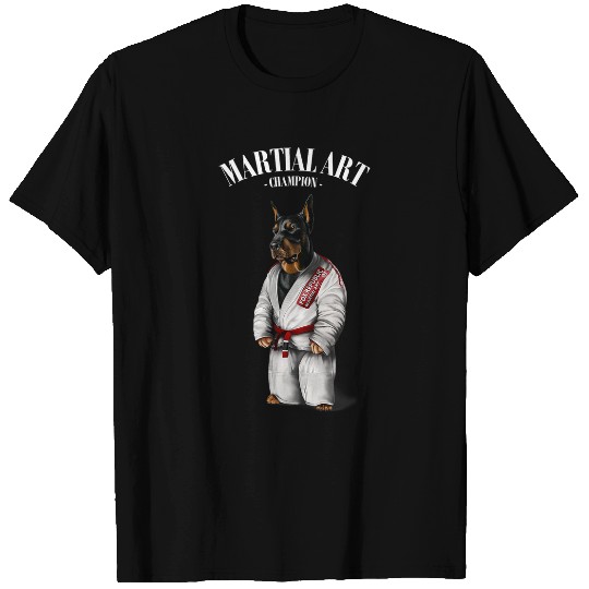 Doberman Dog Judo Karate Master in White Judogi 2 T-Shirts