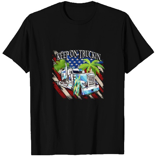 Keep on Truckin USA Flag goes Surfing Design 2 T-Shirts