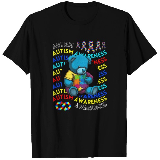 Autism Awareness Teddy Bear T For Teacher Autism Moms Dad 1 T-Shirts