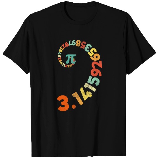 Retro Pi Spiral Math Teacher National Pi Day Men Women T-Shirts
