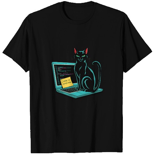 Cat I Work On Computers Coding Geek Design T-Shirts