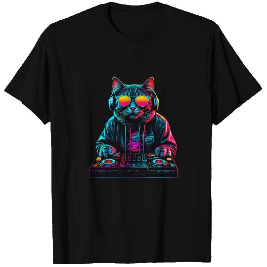 Cat DJ Techno Turntable EDM Cat Electronic Dance Music T-Shirts