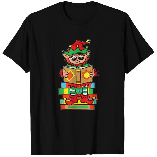 Elf Reading Book Lover Christmas Pajama Bookworms Reader T-Shirts